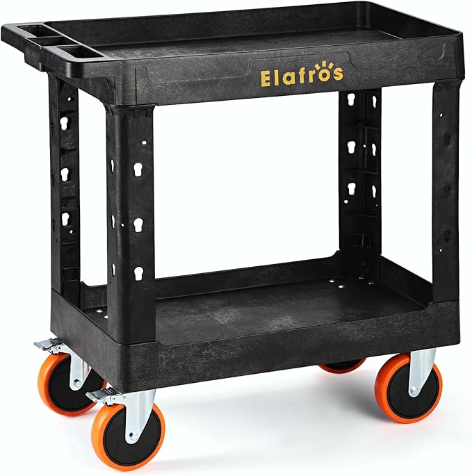 ELAFROS Heavy Duty Utility Cart, 2‑Tier, 34" x 17" (550 lb)