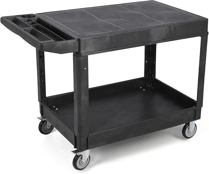 ELAFROS Large Heavy Duty Utility Cart, 2‑Tier Flat‑Top, 42.5" x 25" (550 lb)